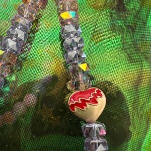 Elegant Silver and Red Heart Necklace